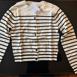 H&M Black and White Striped Cardigan